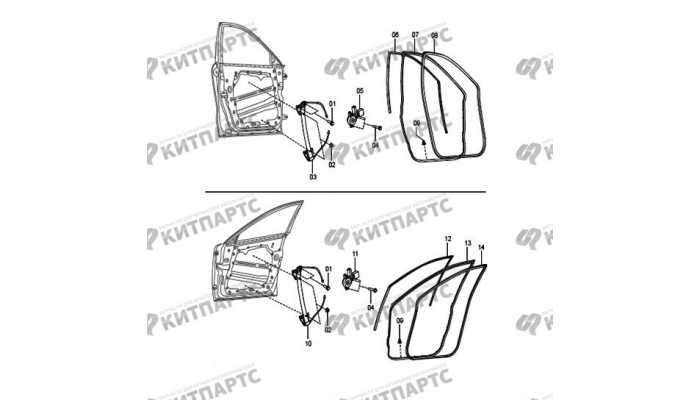 Стеклоподъемник передней двери и уплотнители FAW